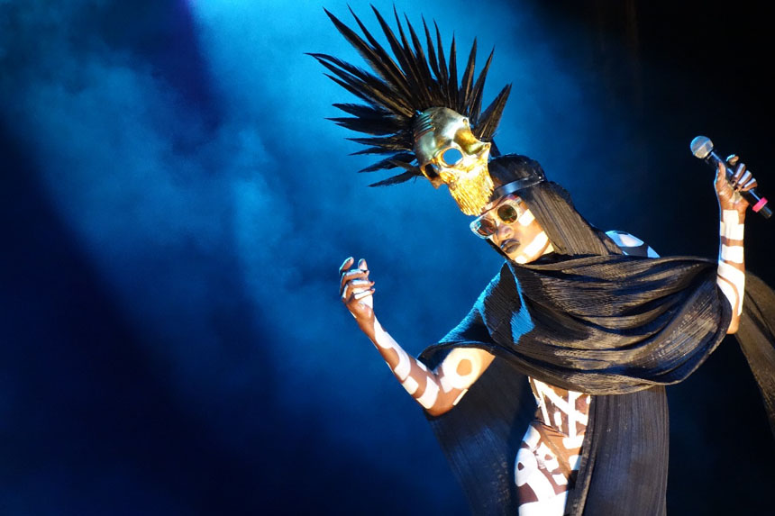 Grace Jones performing in Cologne, Germany as part of the Electronic Beats festival
